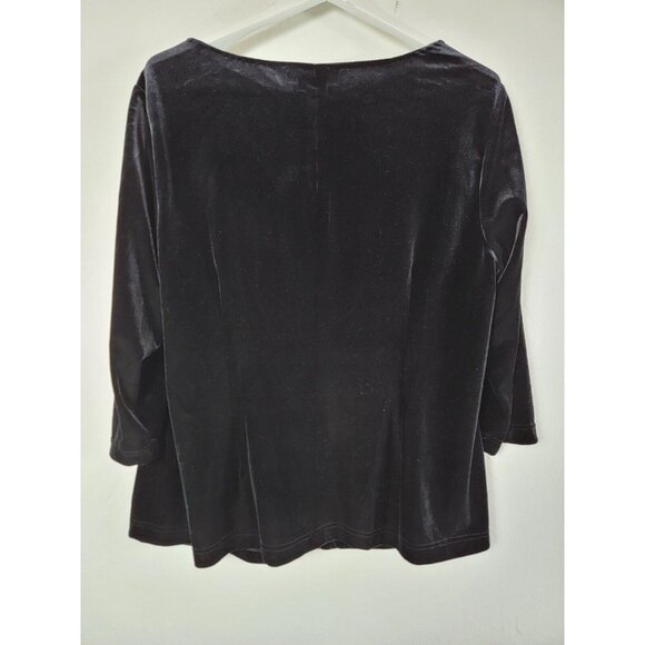 Adrianna Papell Evening Essentials Womens Black Velvet Sequin Top Blouse Size 2X - Picture 2 of 7